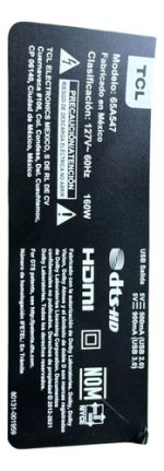 Main Tcl 65A547 / 40-R51MG2-MAD2HG - Imagen 3